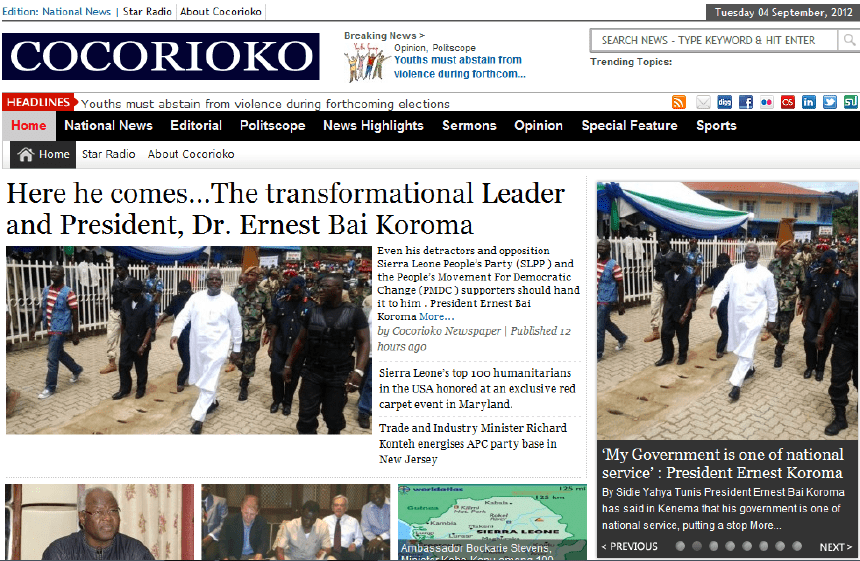 Latest Local and World News in Sierra Leone - Cocorioko Newspaper