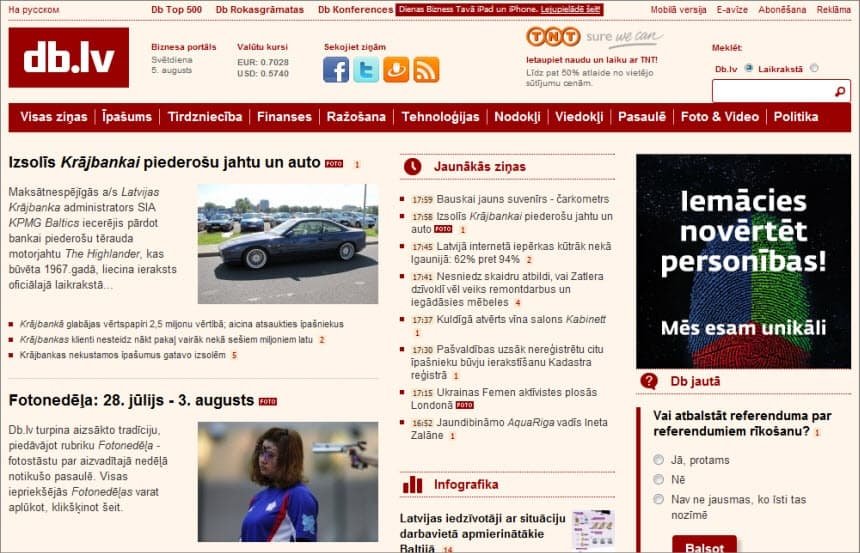 Latest World and Local News in Latvia . Newspaper Dienas bizness. Latvia News Today