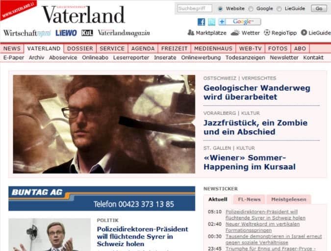 Latest World and Local News in Liechtenstein - Newspaper Vaterland