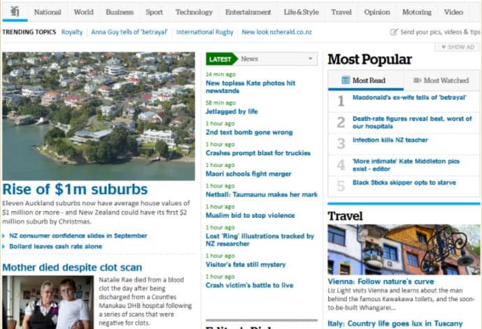 The Latest World and Regional News in New Zealand - Newspaper; The New Zealand Herald