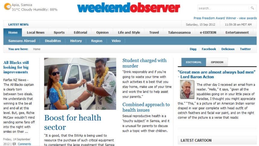 Latest World and Regional News in Samoa - Weekend Observer